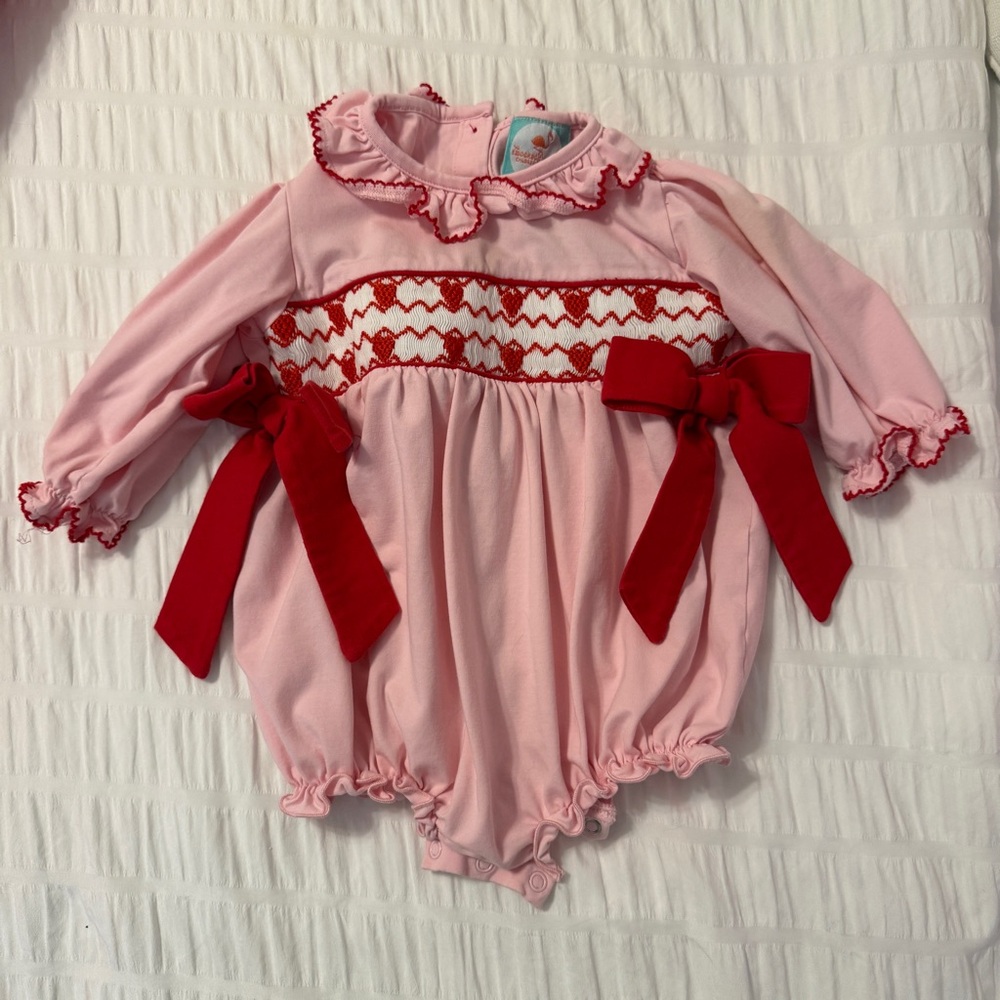 Pink and Red Baby Romper with Bows